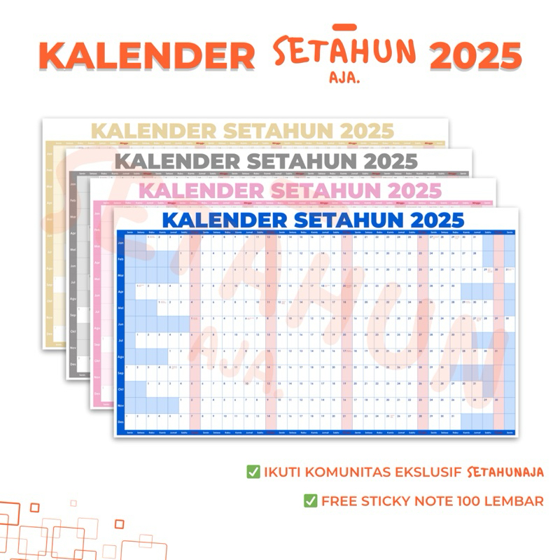 

Setaun Aja | Kalender Raksasa 2025 | Kalender Setahun 2025 | Kalender Satu Tahun | Kalender 1 Tahun | Kalender 1 Halaman | Kalender Halaman | Kalender Dinding | Kalender 2025 | Free Sticky Note | Free Post-It