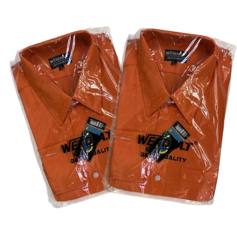 kemeja pria polos lengan panjang✓kemeja pria orange✓kemeja pria polos orange