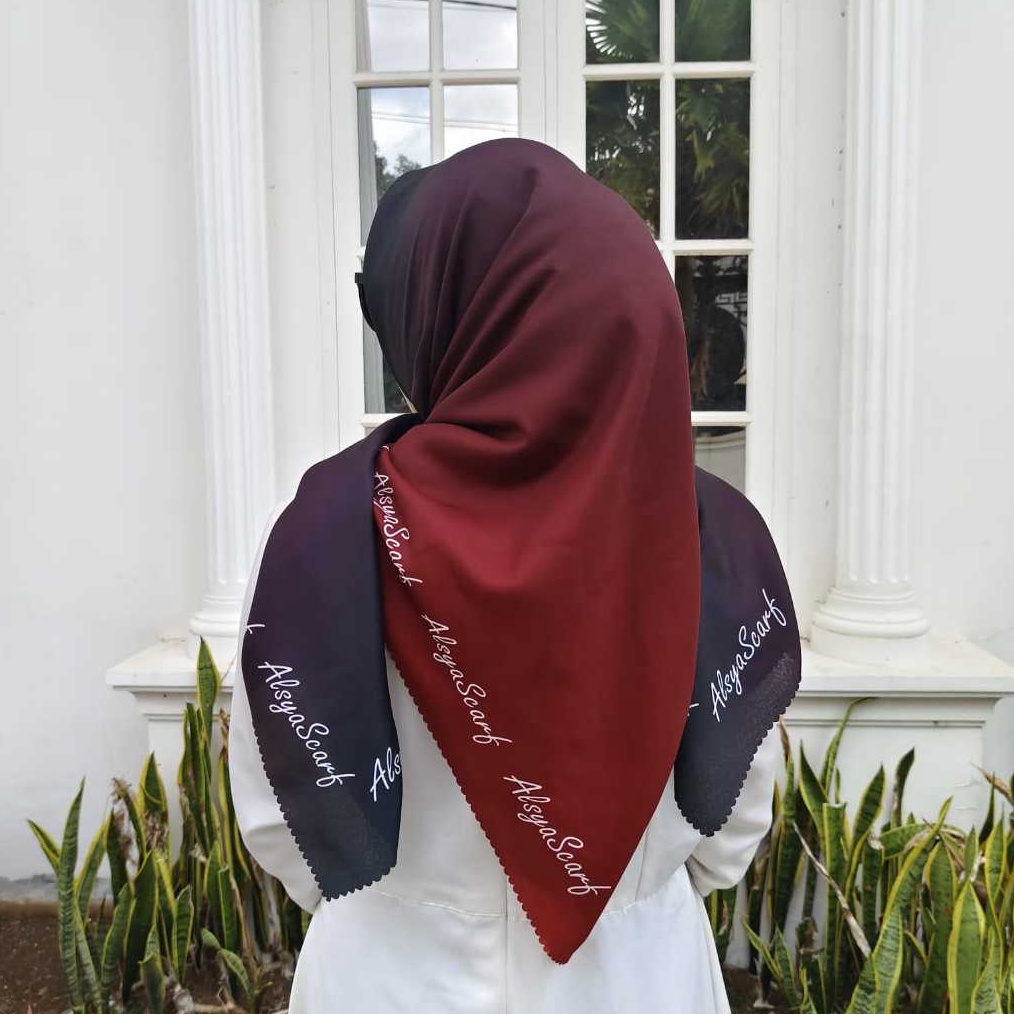 KODE R3C ALSYA Hijab Kerudung Voal Segi Empat Premium  jilbab Motip Lasercut Sublime Gradasi Series