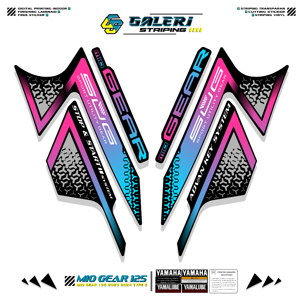 STRIPING YAMAHA GEAR 125 TYPE S MOTIF 5 STICKER GEAR 125 2023 2024 STIKER LIST MOTOR GEAR STANDAR