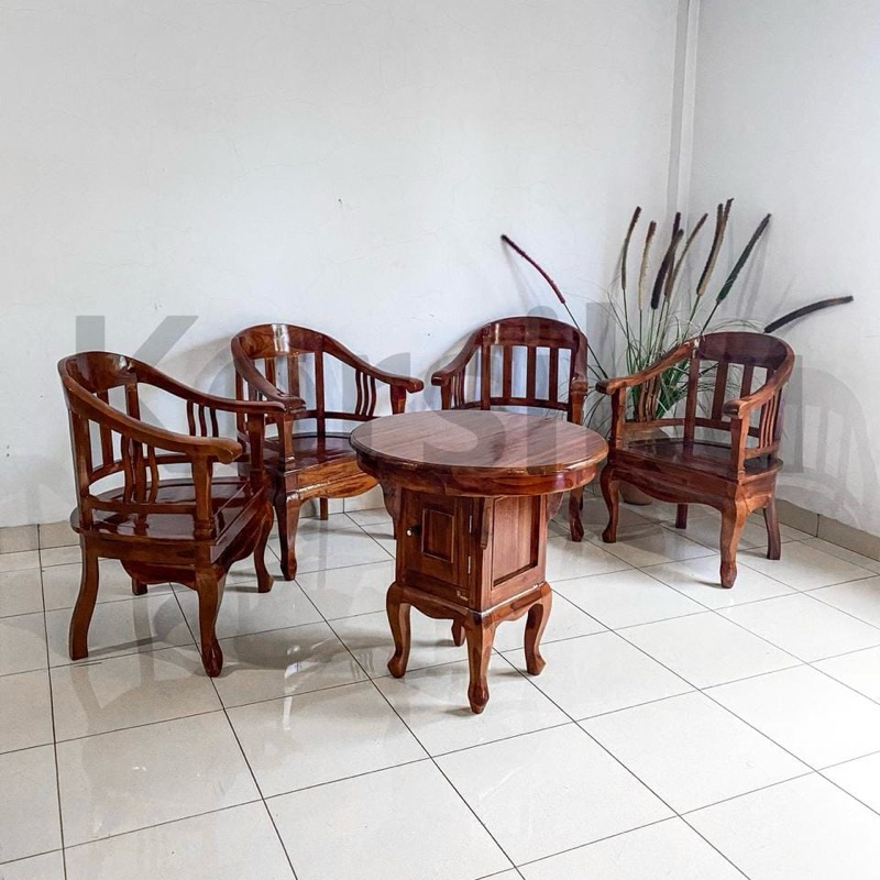 Meja Teras Kursi Teras Kayu Jati Jepara Teras Lenong Set 4 Kursi