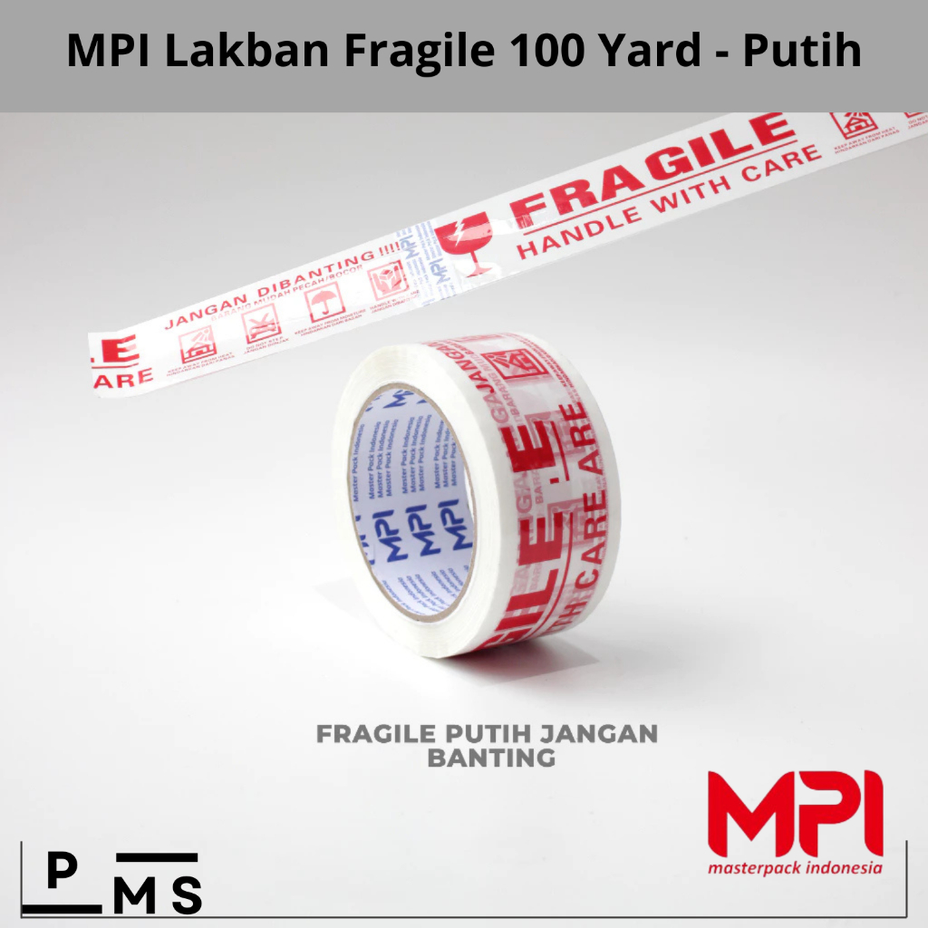 

Lakban Fragile Putih Handle With Care 48mm X 100 Yard Jangan Dibanting MPI