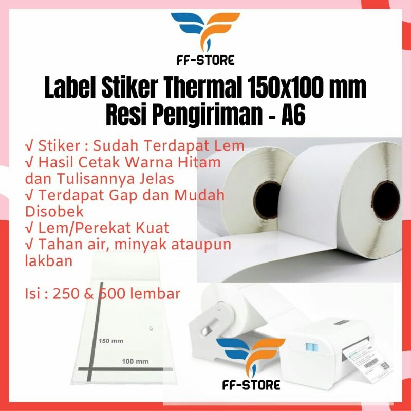 

Label Barcode 100X150 100x100 Kertas Stiker Resi Termal 250 500 pcs Sticker