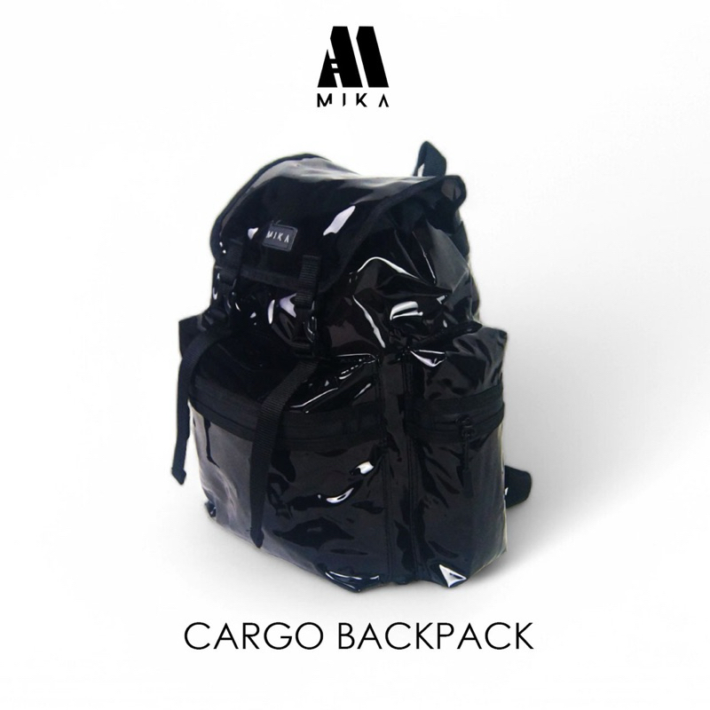 MIKA CARGO BACKPACK TRANSPARANT / TAS RANSEL HITAM BENING / TAS LAPTOP / TAS SERUT BESAR / TAS SEKOL