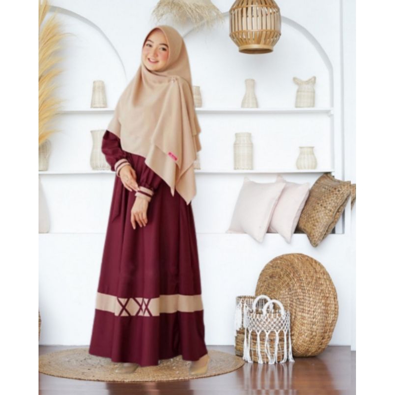 Gamis Syari terbaru kekinian one set hijab himar jumbo mewah