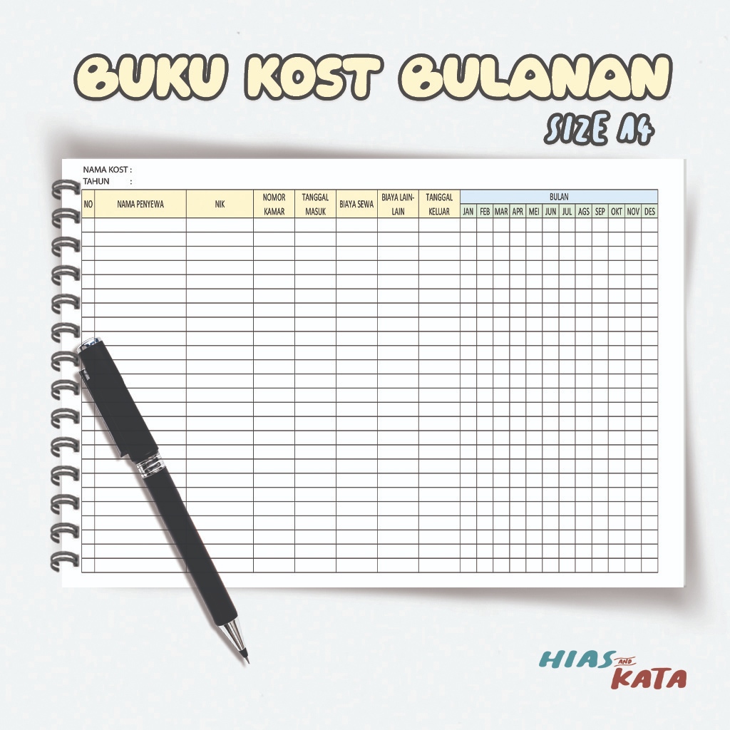 

Promo Buku Catatan Pembayaran Kost Bulanan Size A4 Jilid Spiral (Free Custom Judul)