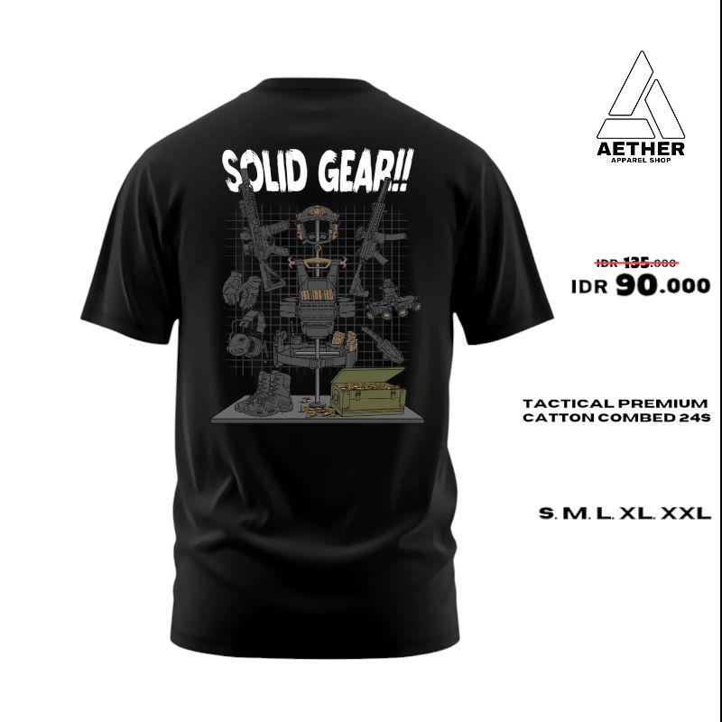 Baju Kaos Tactical | Tactical Solig Gear Black | Tactical Kaos T-shrit