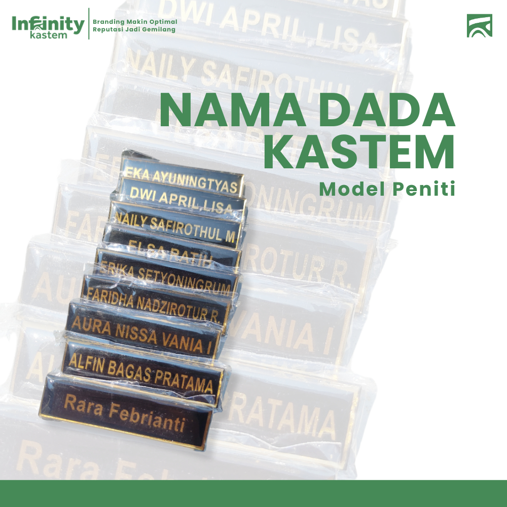 

Nama Dada Resin Peniti, Nametag Acrylic Resin Peniti, Nametag Custom - Infinity Kastem