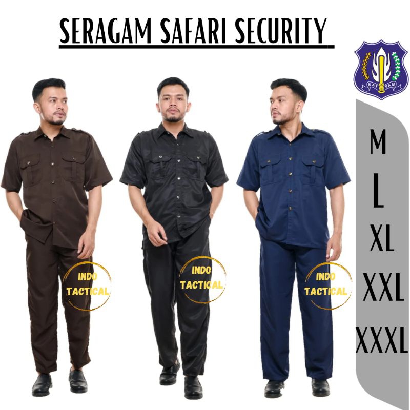SERAGAM SAFARI SATPAM SAFARI SECURITY COKLAT SAFARI HITAM SAFARI BIRU SAFARI SECURITY LENGAN PANJANG