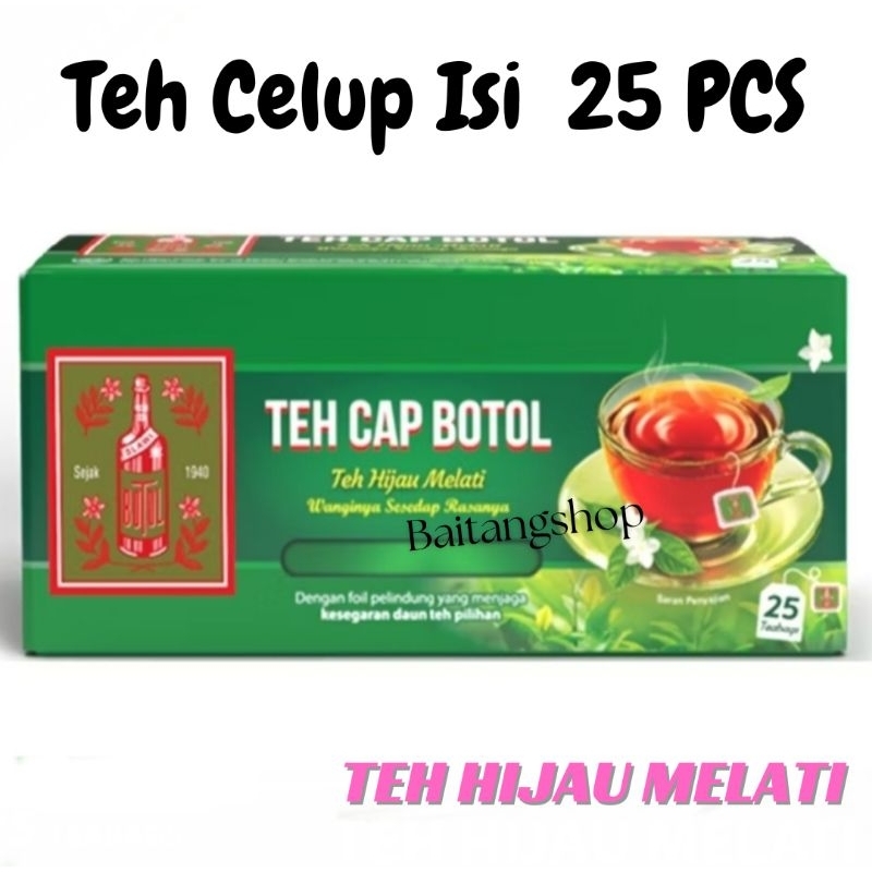 

Teh Cap Botol Hijau Aroma Melati isi 25 Bags - Teh Celup Cap Botol Hijau 1 Pack isi 25 Pcs