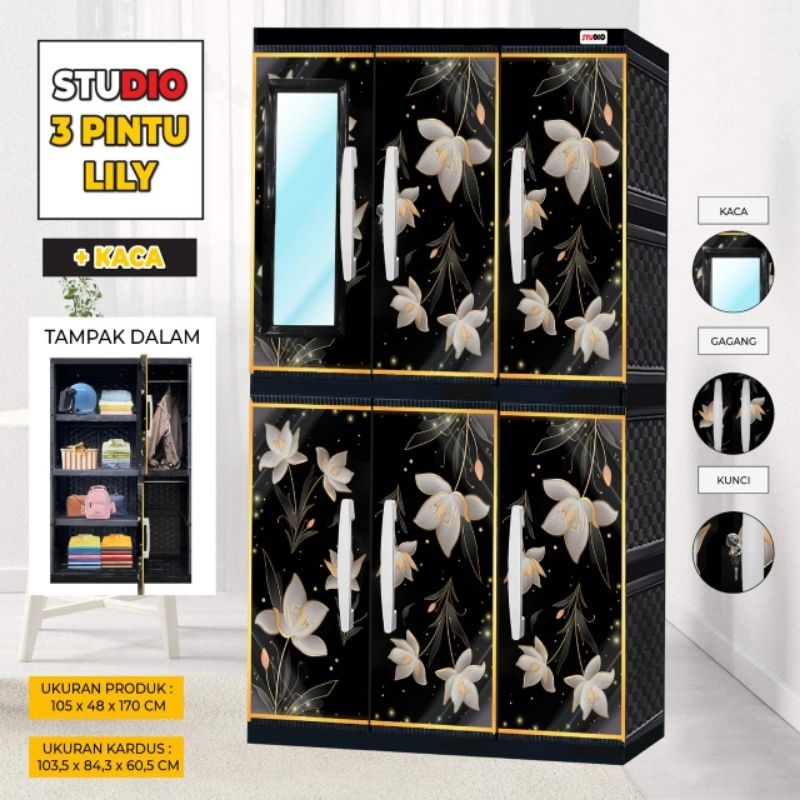 Lemari 3 Pintu Studio/Lemari Pakaian 3 Pintu