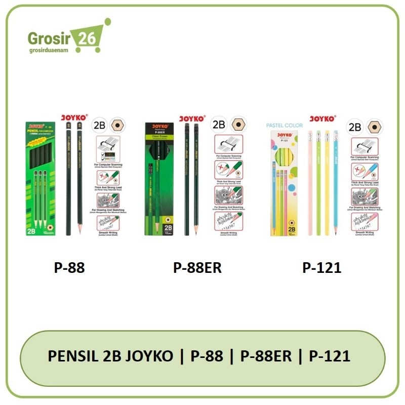 

(1 box) pensil pencil kayu 2b joyko p-88 | p-88er | p-121