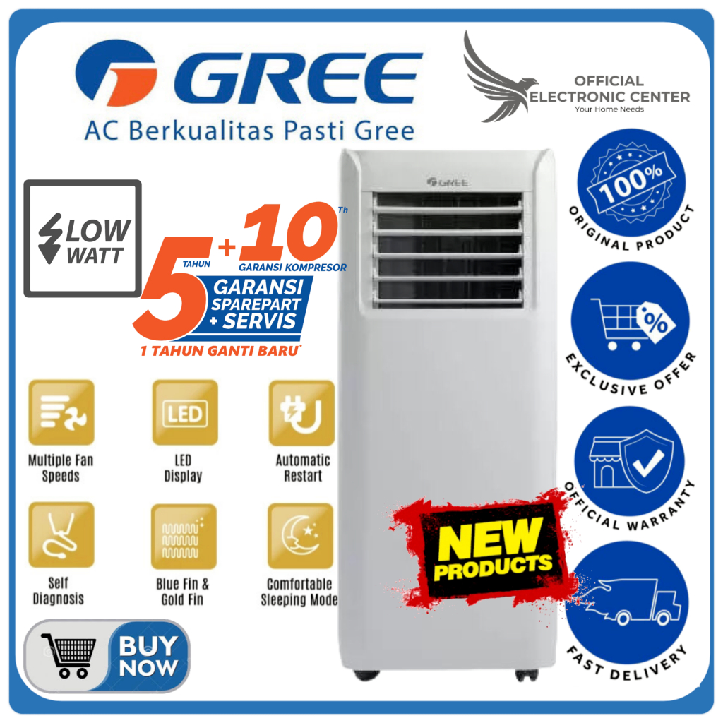 AC PORTABLE GREE GPC-12P2 GPC12P2 GPC 12P2 GPC12 LOW WATT GREE AC PORTABLE 1.5PK SUPER COOLING PORTA