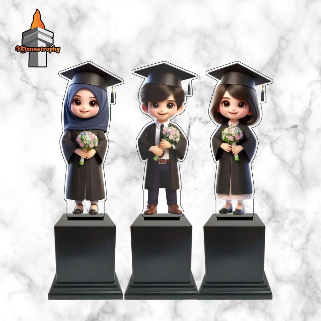 Piala Wisuda Akrilik Bucket Bunga Custom Piala Wisuda Anak