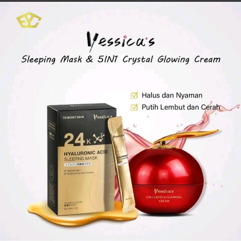 FYC - YESSICAS SLEEPING MASK + GOAT MILK MOISTURIZER + 5 IN 1 CRYSTAL GLOWING CREAM
