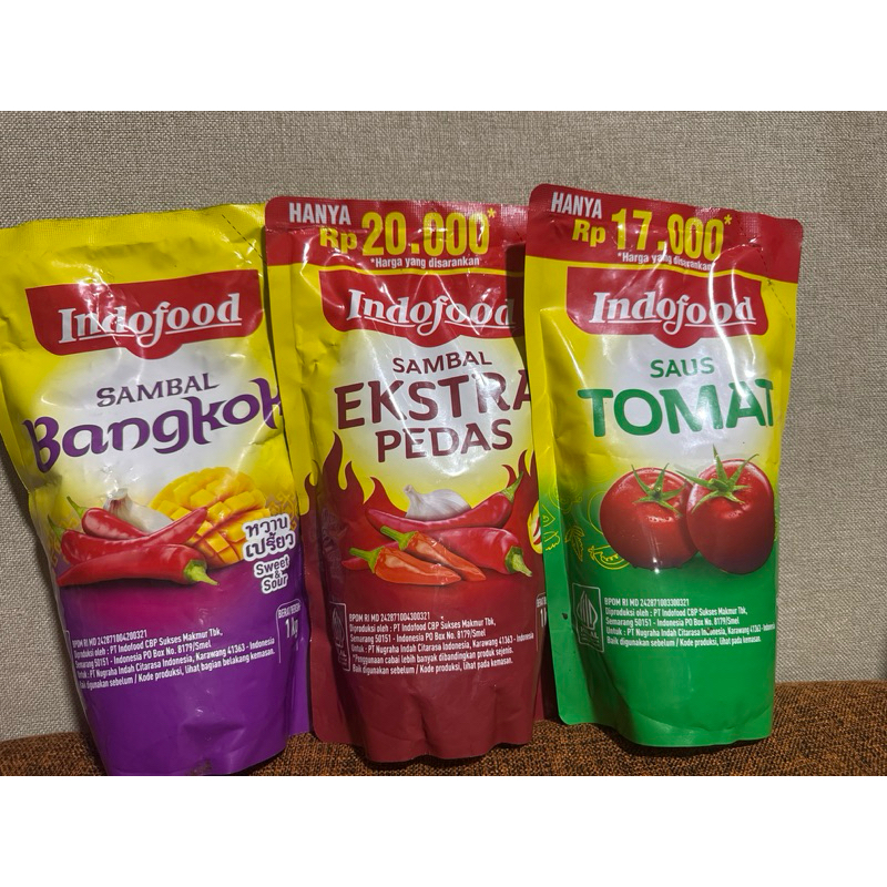 

Indofood Sambal Bangkok/Sambal Exstra pedas/Saus Tomat 1kg