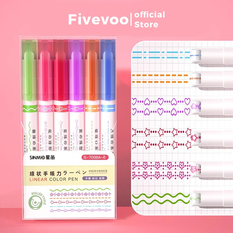 

FIVEVOO Flower Shaped Outline Pen Curve Pen Marker Pen Cepat Kering Stabilo Color Pen