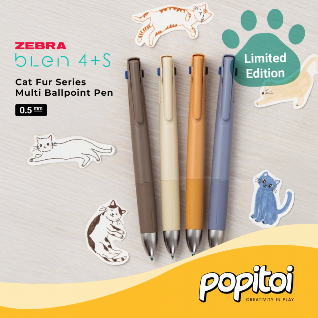 

Zebra Blen Cat Fur Series 4+S Multi Ballpoint Pen 0.5 mm Limited Editon Multipen Pulpen