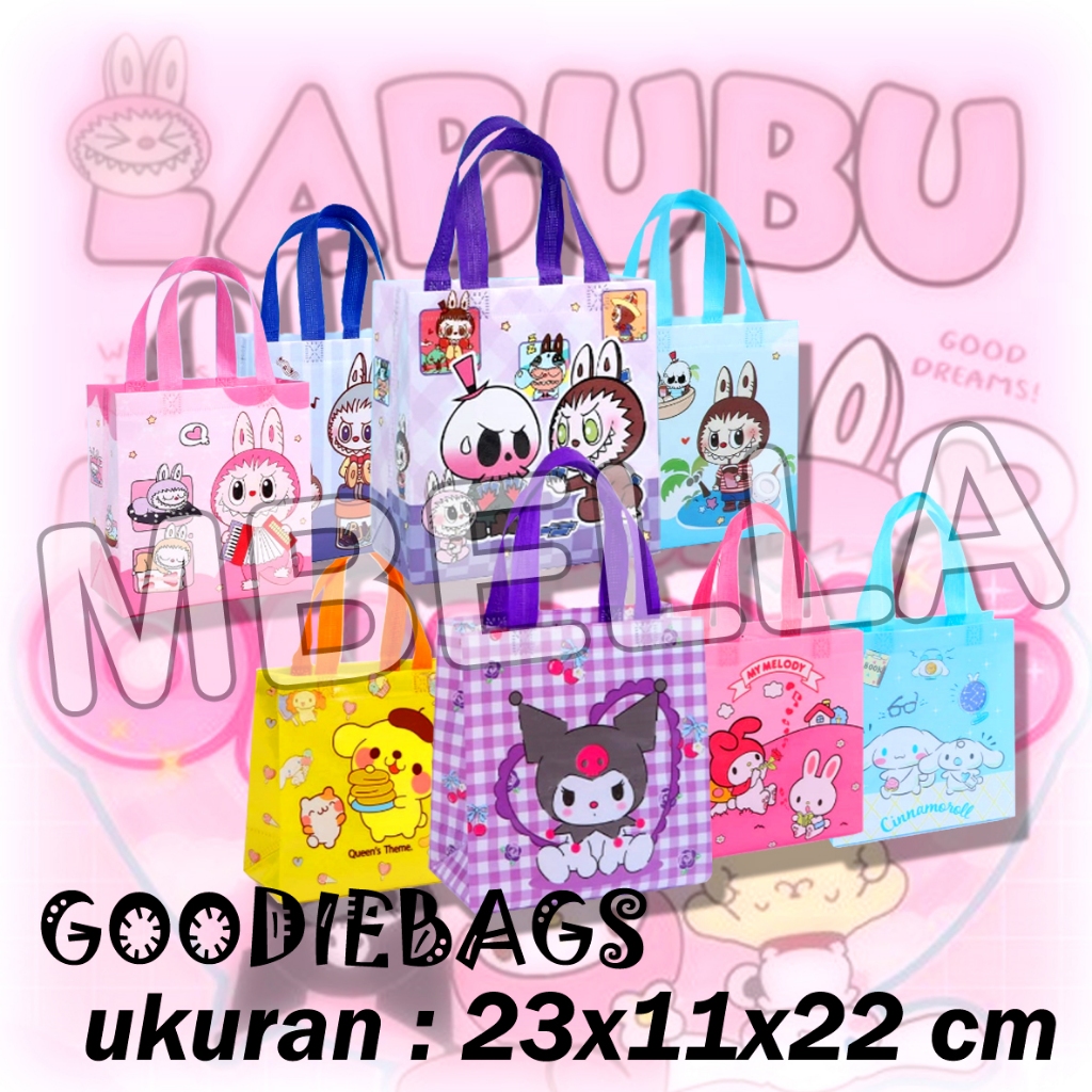 

ROB (100PC = 1KG) ROB PB 051 TAS GOODIE MOTIF SANRIO TAS ULANG TAHUN MOTIF CINNAMOROL MELODY KUROMI