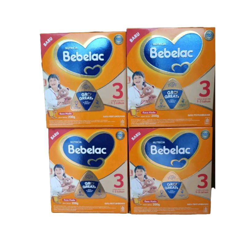 Susu Pertumbuhan Bebelac Tahap 3 Usia 1-3Tahun Rasa Madu/Vanila Ukuran 200gr