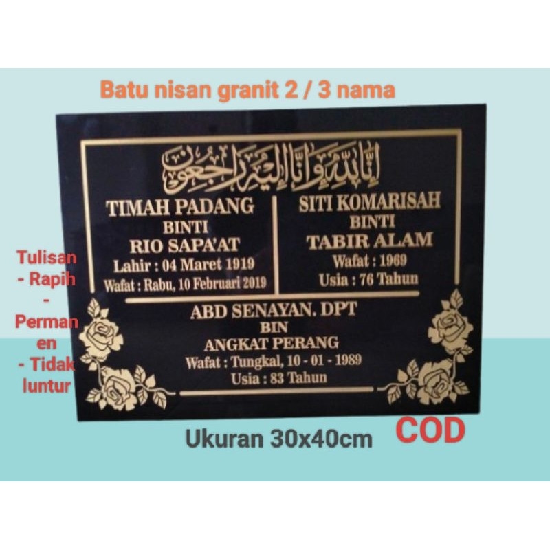 Batu nisan granit model keluarga ukuran 30x40cm