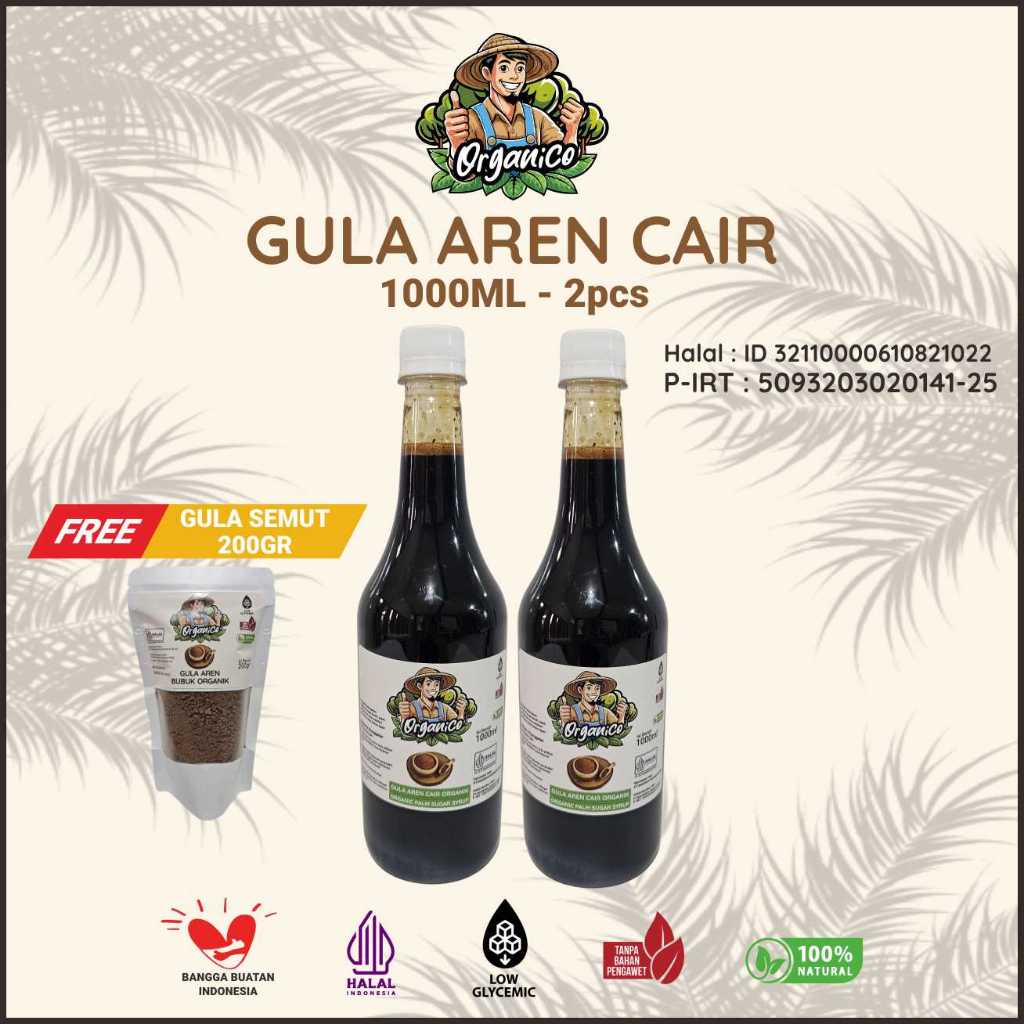 

Paket Bundling Organico Gula Aren Cair Organik Premium 1000ml 2pcs