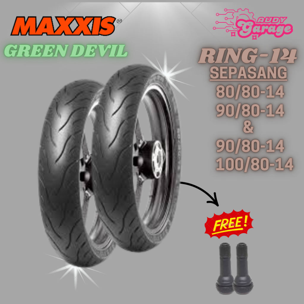 Ban Motor Matic Ring 14 Maxxis Green Devil Sepasang 80/80 90/80 100/80 Vario Beat