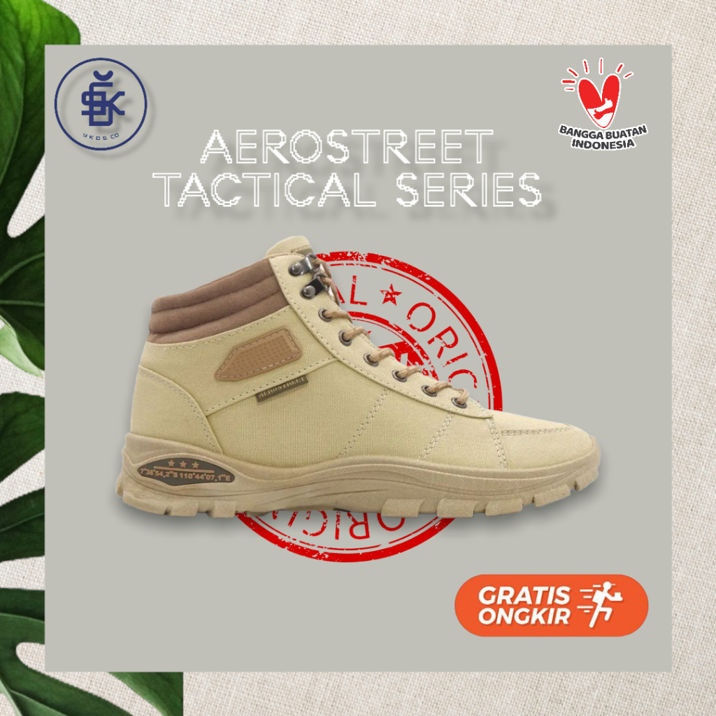 Aerostreet Tactical Cream - Sepatu Sneakers Casual Pria Wanita