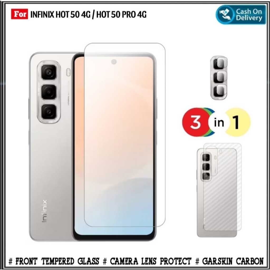 Paket 3IN1 Tempered Glass Infinix Hot 50 Pro 4G 50 5G 40 Pro 4G 40I 12 Play NFC 12i 12 Pro 11S 11 NO
