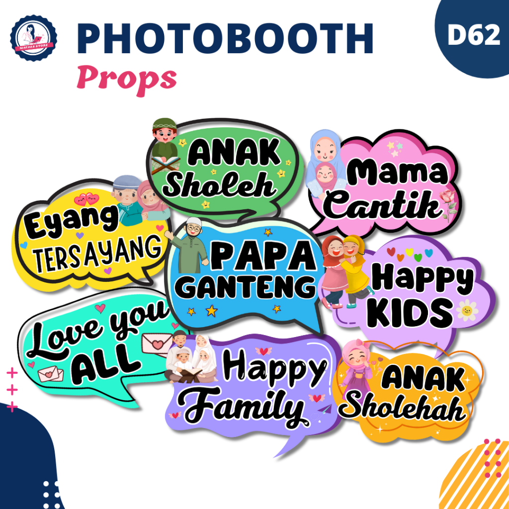 Photobooth props family keluarga / foto props idul fitri / custom nama keluarga request tulisan / fu