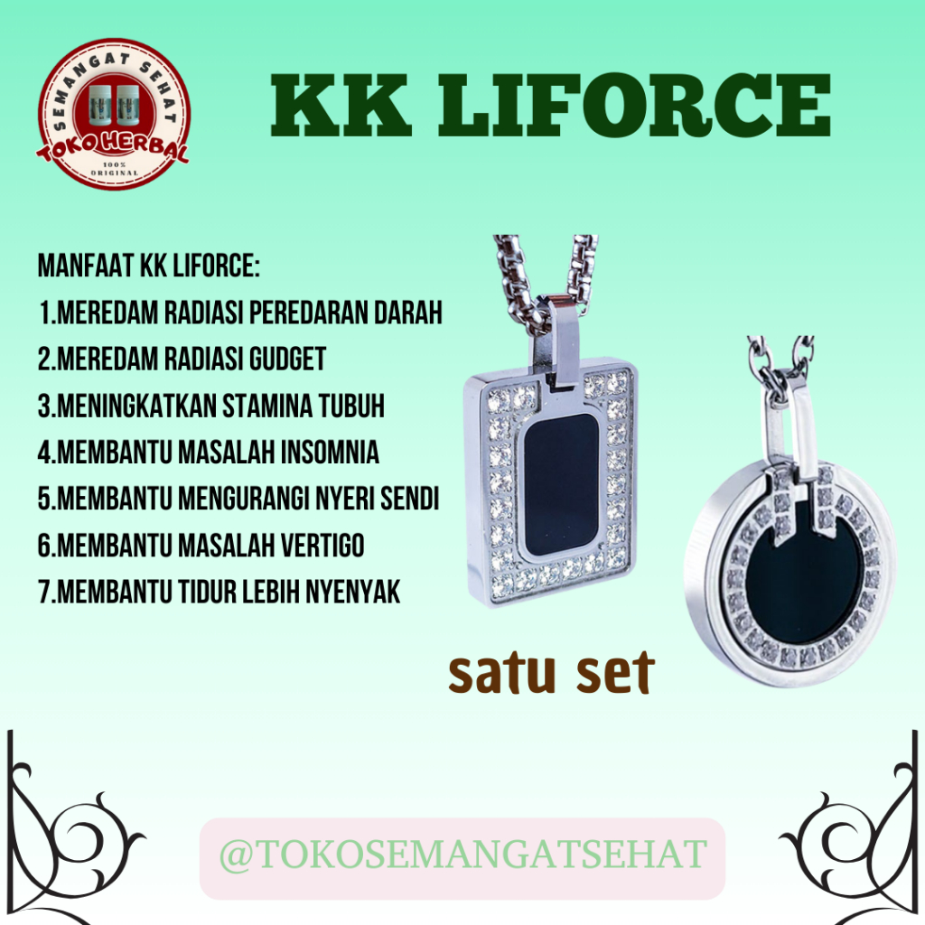KK Liforce Kalung Kesehatan 1 Set,2pc Kalung Anti Radiasi Hp