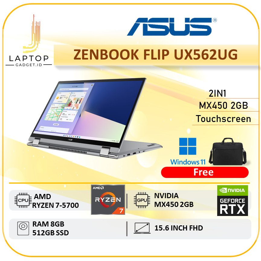 Asus Zenbook Flip UX562UG MX450 2GB 2IN1 RYZEN 7 5700 8GB 512GB Touch