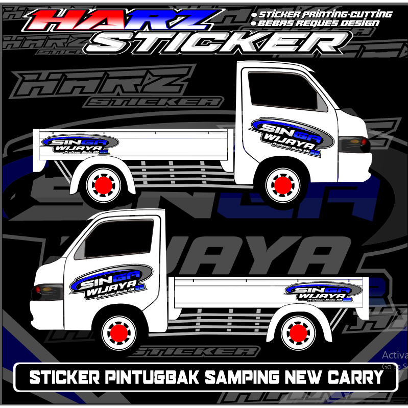 Stiker Pintu Samping & Bak Samping Mobil Pick Up New Carry-Stiker CarryTayo-Stiker Bisa Custome Nama