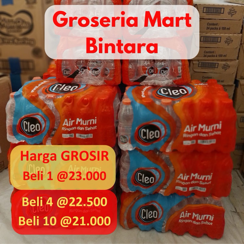 

*Bintara* CLEO Botol Mini Kecil 220ml x 24 Air Mineral 1 Karton Dus