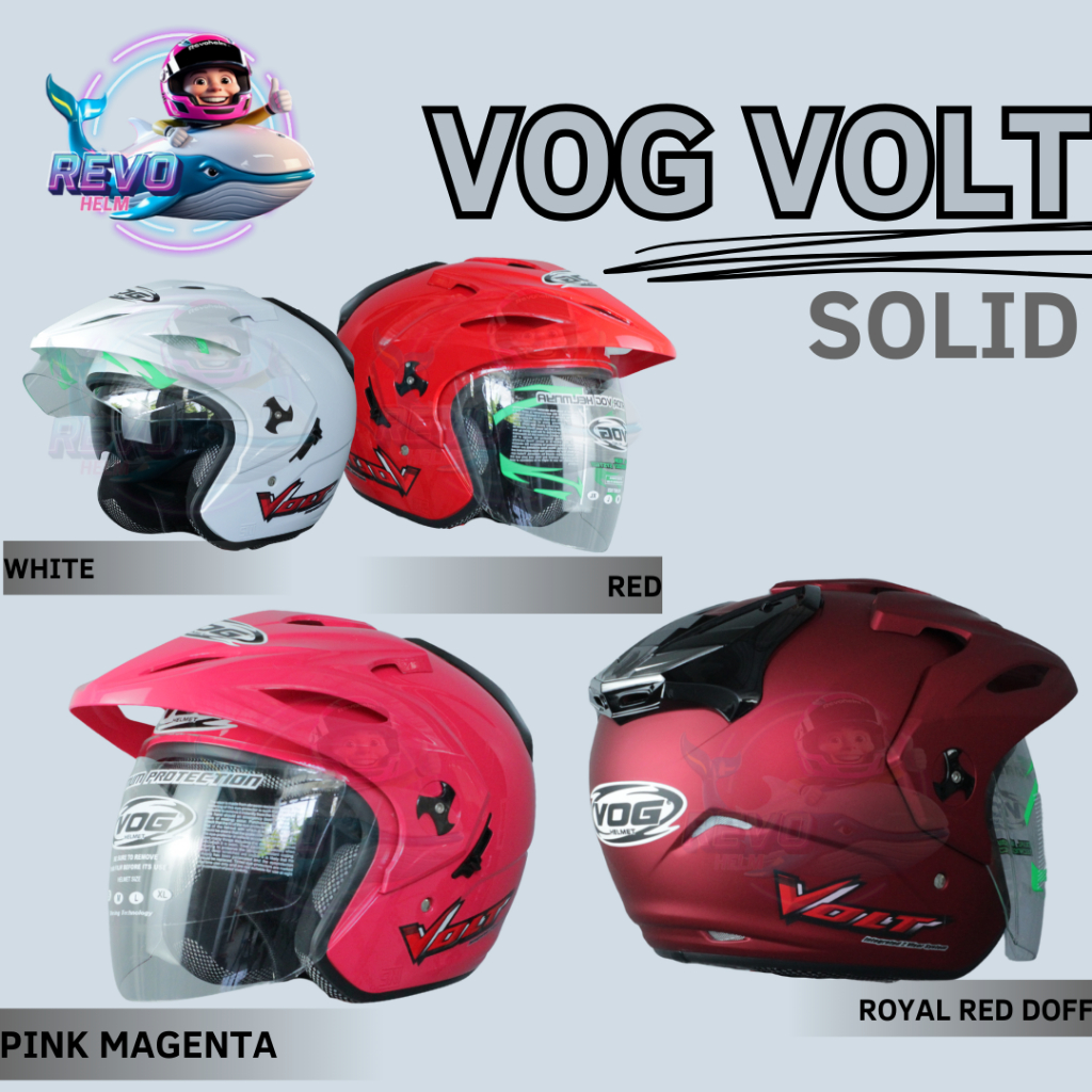HELM VOG VOLT SOLID DOUBLE VISOR WARNA  LENGKAP, HELM VOG VOLT SOLID TERLARIS