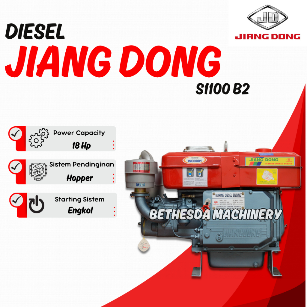 Mesin Diesel S 1100 H merek Jiang Dong 18 Pk