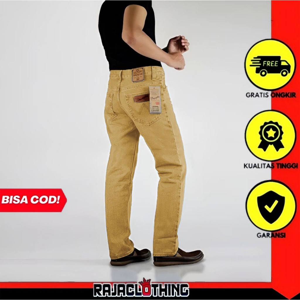 RCL - Celana Jeans Wrangler Cream Standar Reguler Original Pria Size 28-38 Panjang Standar Reguler-B