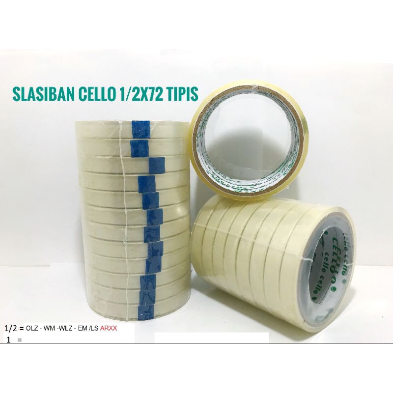 

Cello Slasiban ½ Inchi Tipis/Lakban Perekat/Per Pcs