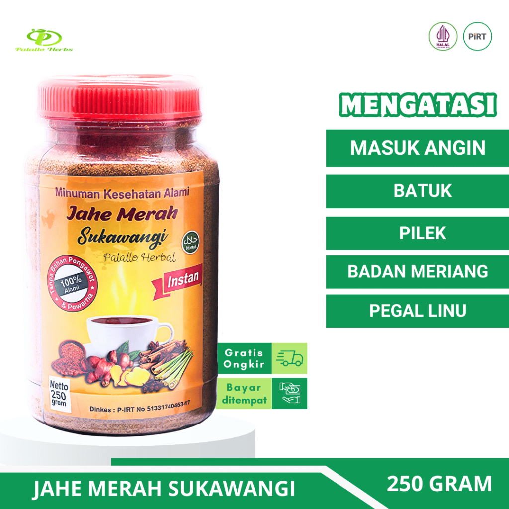 

Jahe Merah Instan Sukawangi 250 gr Minuman Jahe Merah Sukawangi