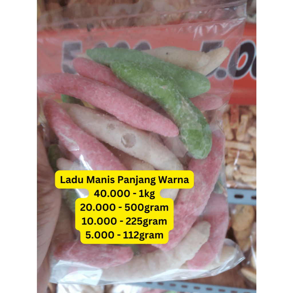 

Ladu Manis / Gabus Manis Panjang Warna - Camilan Ngonah Snacks