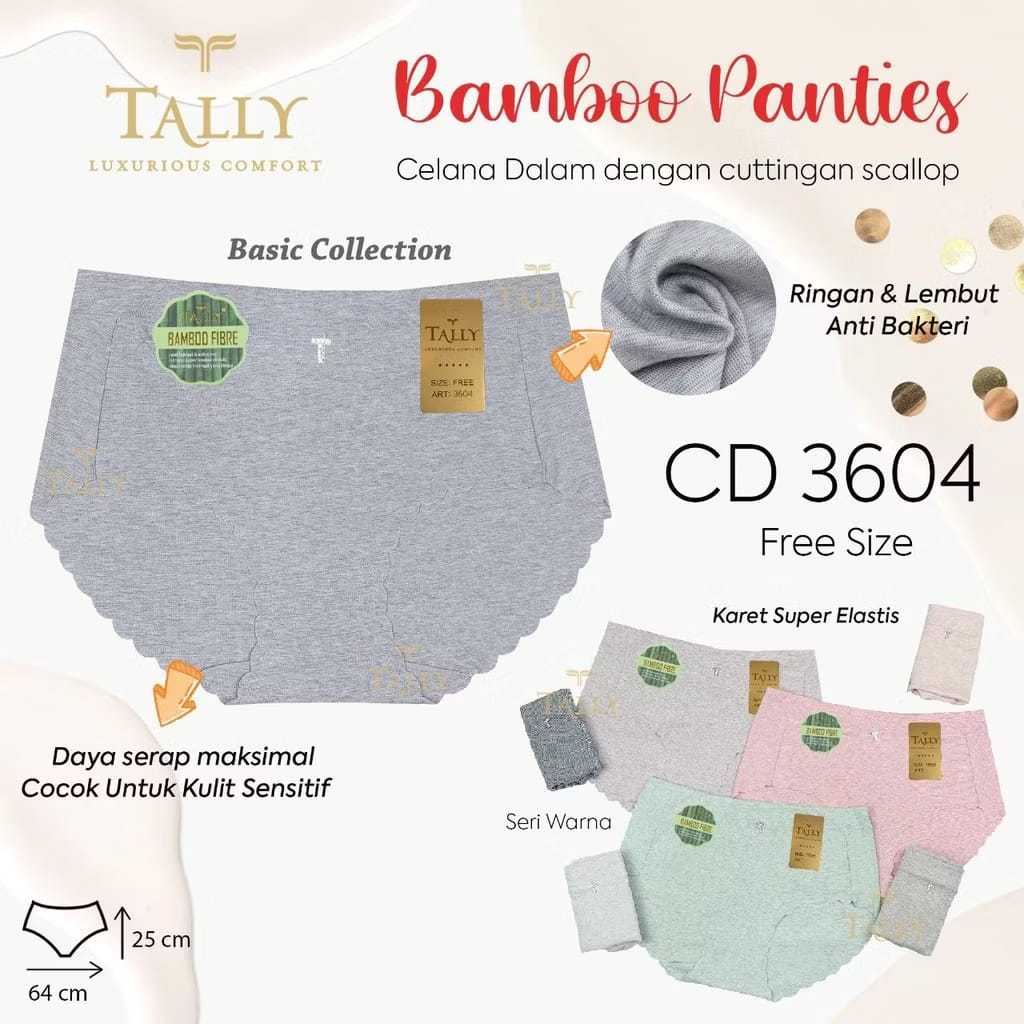 TALLY Celana Dalam Wanita Katun Bamboo / CD Cewek Bamboo Panties Tally 3604