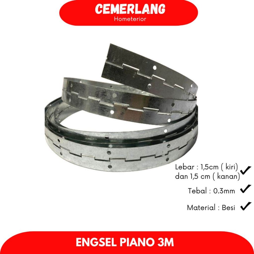 Engsel Panjang Piano 3meter / Engsel Lemari Alumunium /Kayu