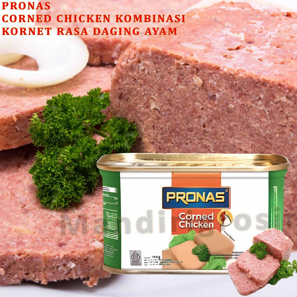 

Corned Chicken Kombinasi * Pronas Kornet * Kornet Rasa Daging Ayam * 198gr