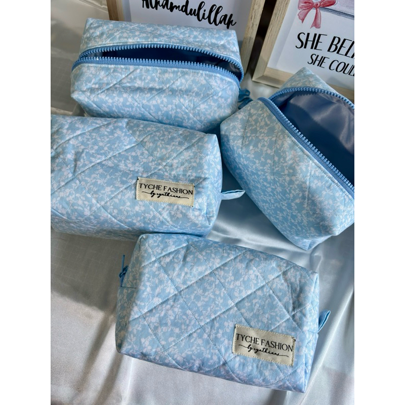 TYCHE - POUCH MAKEUP BLU FIORELLA