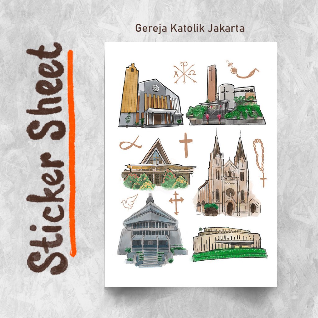 

Sticker Sheet - Gereja Katolik Jakarta untuk Journal/Scrapbook/Diary gaya dekoratif washi tape