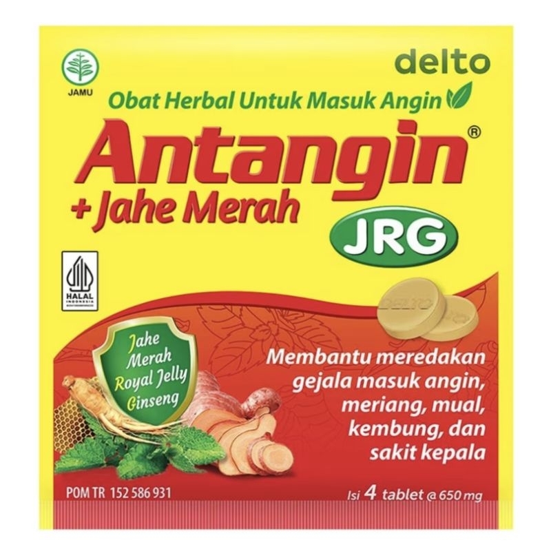 

ANTANGIN JRG + JAHE MERAH TABLET STRIP ISI 4/TABLET MASUK ANGIN