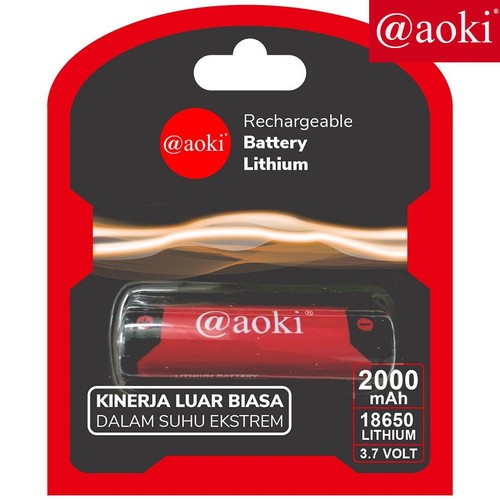 AOKI Baterai cas lithium original 18650 2000 Mah 3.7 volt