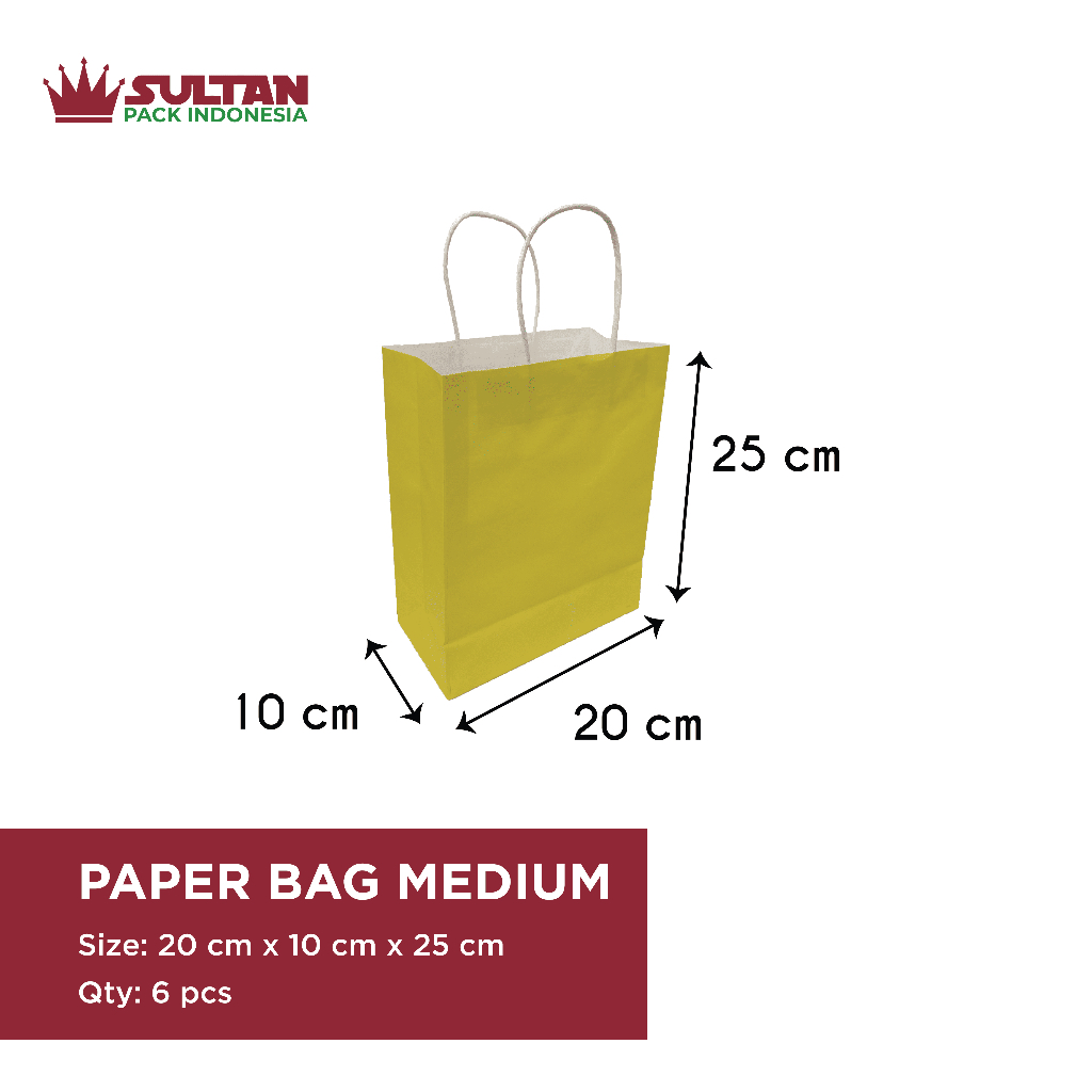 

Paper Bag White Kraft Solid Color Medium Sedang Warna Yellow Kuning
