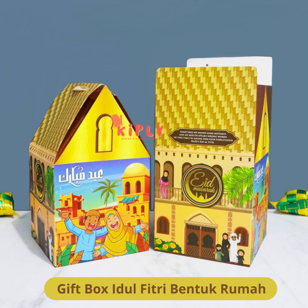 

Gift Box Idul Fitri Bentuk Rumah//Box Souvenir Hampers Idul Fitri/ Kotak Kue Lebaran
