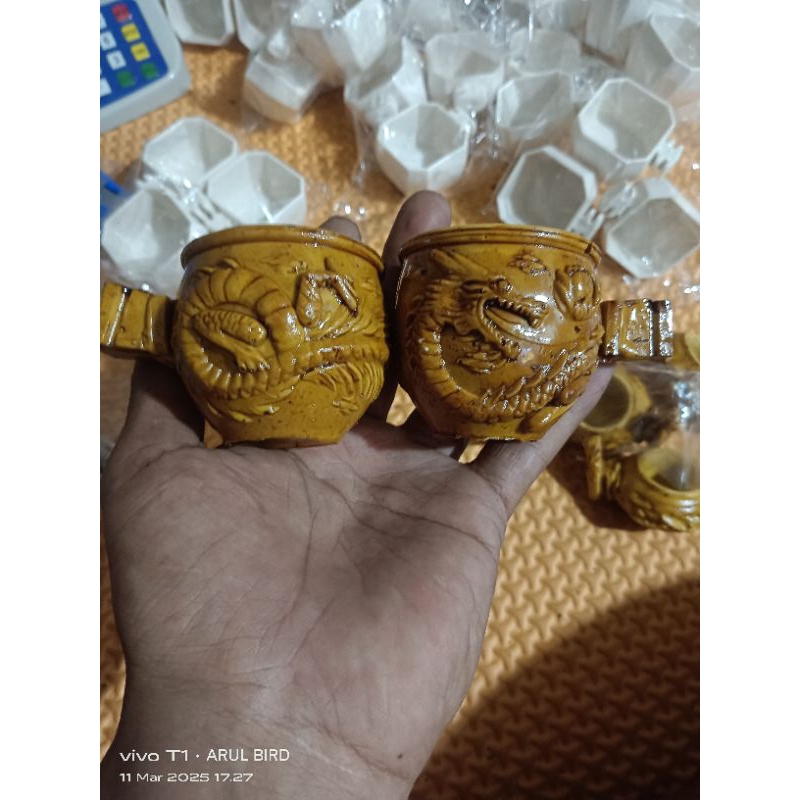 cepuk cangkir murai kacer dll tebal motif naga bahan fiber 1pcs
